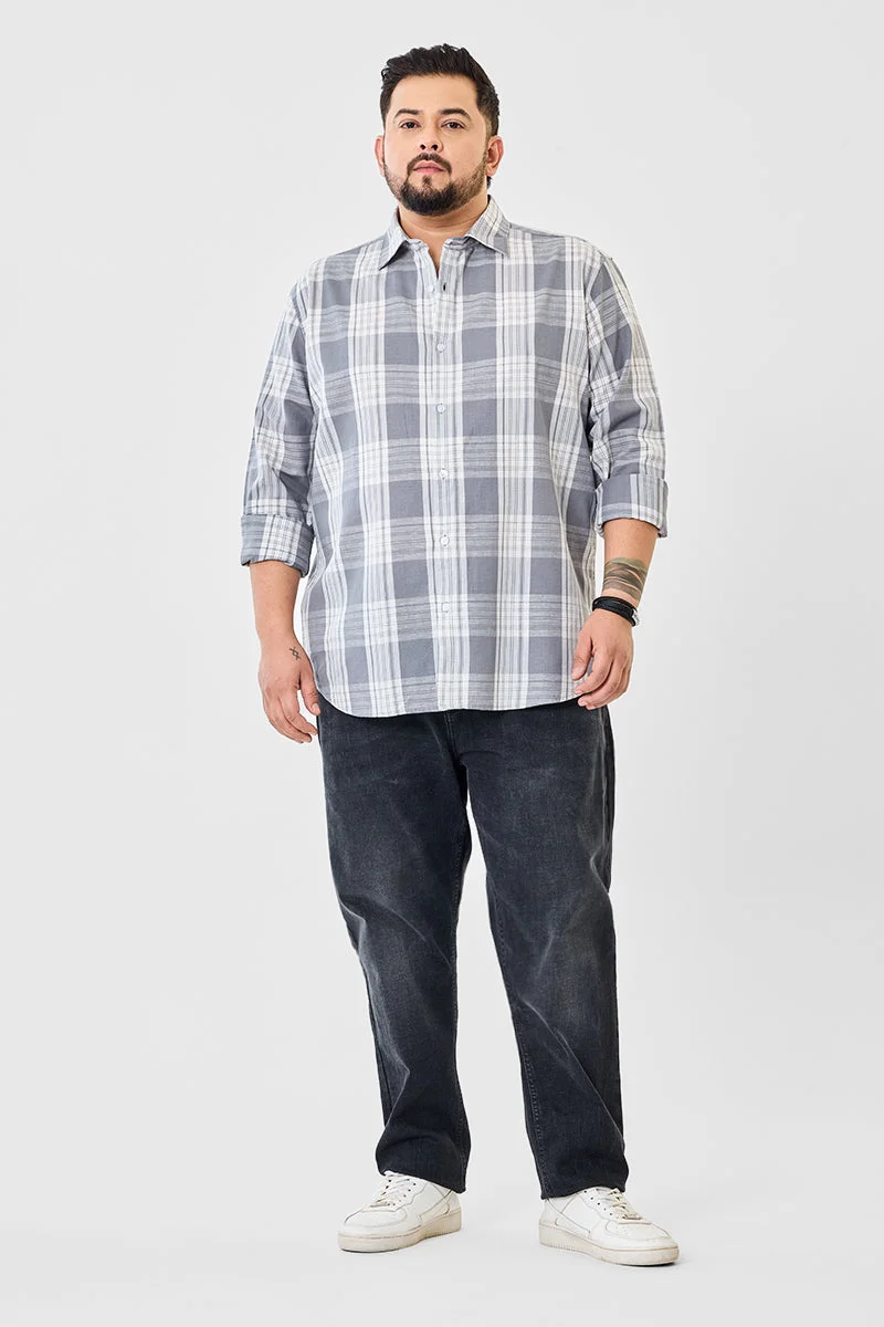 SNITCH Linen Blend Checks Plus Size Shirt