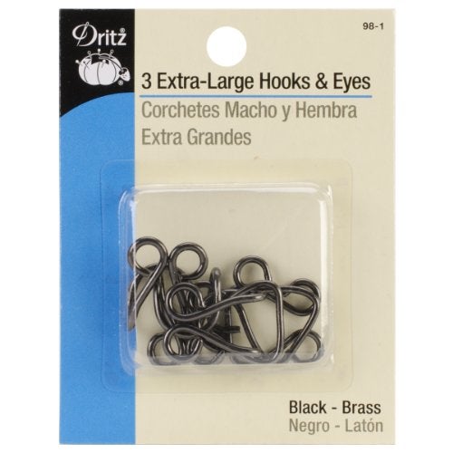 Dritz Extra-Large Hooks & Eyes, 3 Count, Black - Image 1