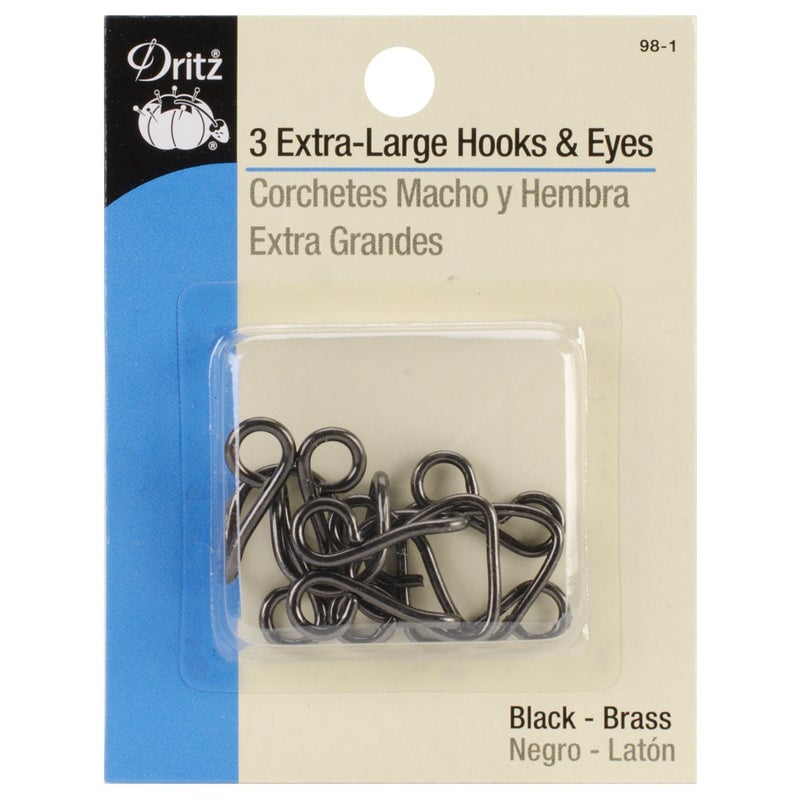 Dritz Extra-Large Hooks & Eyes, 3 Count, Black - Image 3