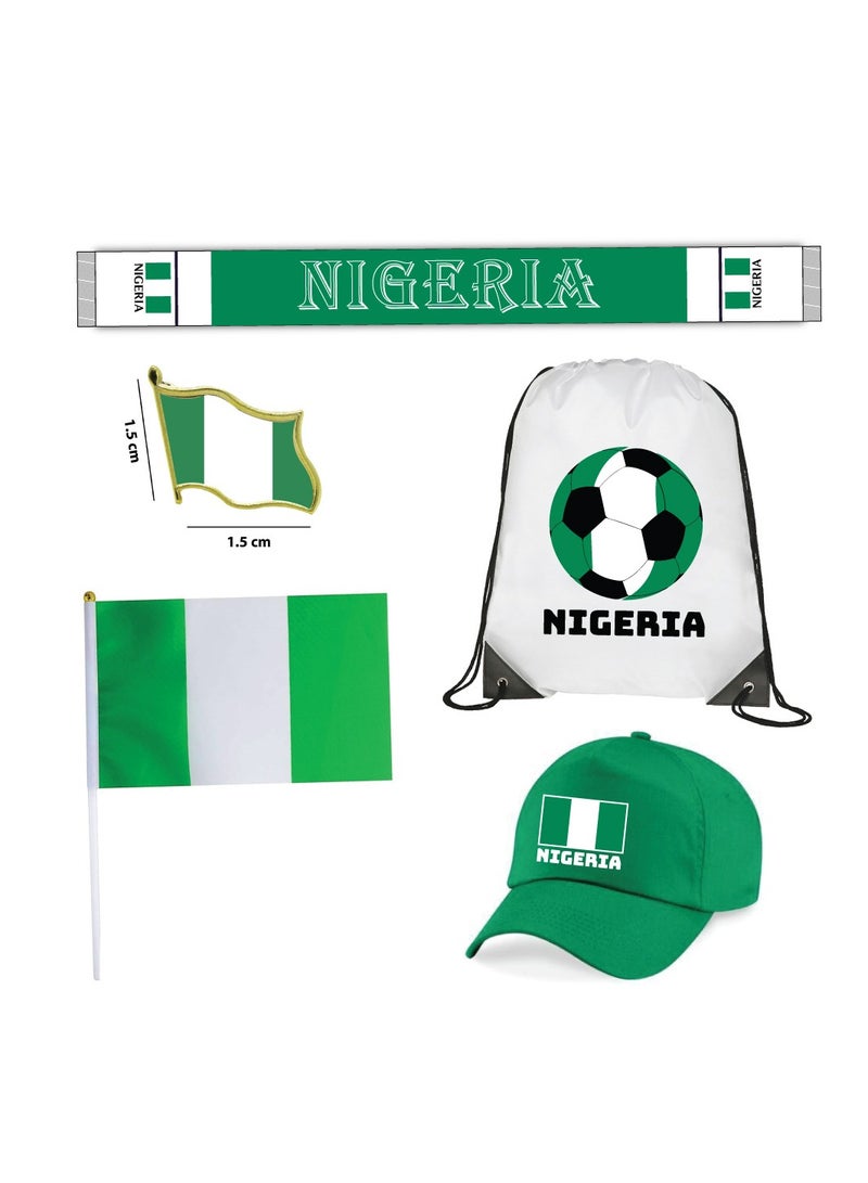 حزمة التحرير والسرد الرياضية النيجيرية - اختر المجموعة المثالية الخاصة بك - القبعة - الوشاح - العلم - دبوس العلم - حقيبة الرباط - Image 1