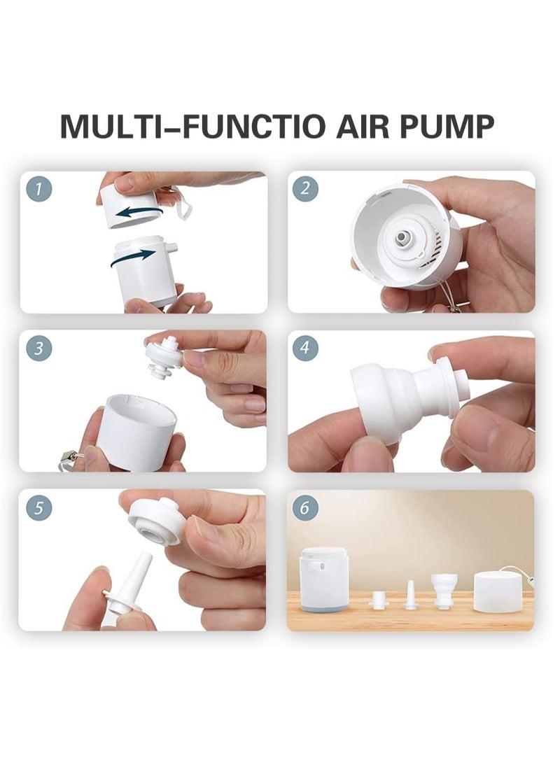 XiuWoo - 3 in 1 Rechargeable Mini Electric Portable Air Pump, Vacuum Bag Pump, Camping Light with 1300mAh Battery for Inflatables or Deflate for Swimming Ring, Air Bed, Mattress Vacuum bags - Image 1