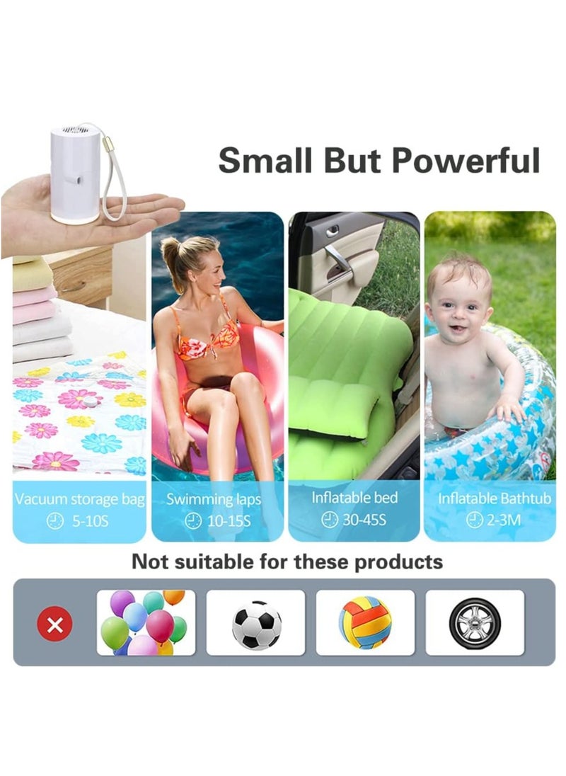 XiuWoo - 3 in 1 Rechargeable Mini Electric Portable Air Pump, Vacuum Bag Pump, Camping Light with 1300mAh Battery for Inflatables or Deflate for Swimming Ring, Air Bed, Mattress Vacuum bags - Image 1