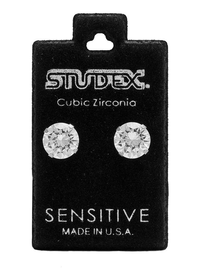 Studex - 8MM Cubic Zirconia Allergy-Free Stainless Steel Ear Studs - Image 1