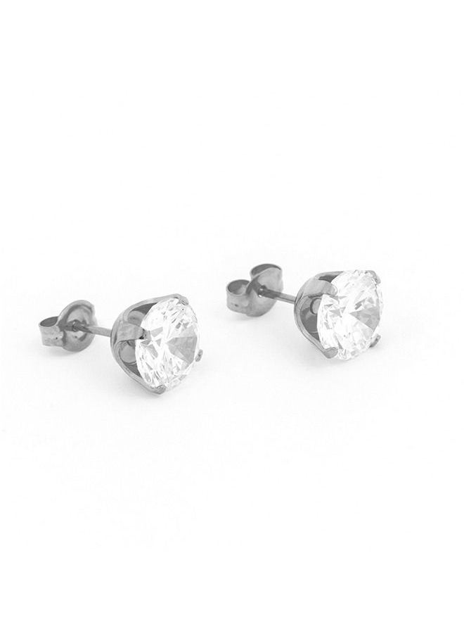 Studex - 8MM Cubic Zirconia Allergy-Free Stainless Steel Ear Studs - Image 1