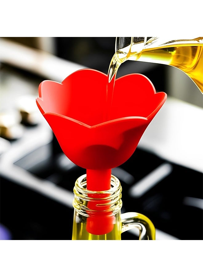 مجموعة قمع زهري من السيليكون، 3 قطع – قمع مطوي ومرن للمطبخ لنقل الزيت والسوائل وإعادة ملء الزجاجات - Image 5