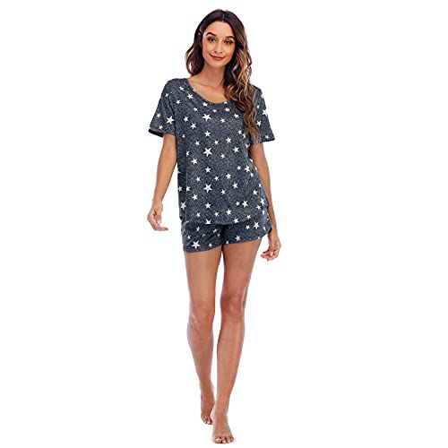 MOYEE Womens Pajama Sets Soft Short Sleeve Shirt and Shorts 2 Pieces Lounge Outfit Sets with Pockets - Image 4