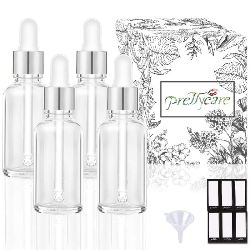 PrettyCare 2 oz Dropper Bottles 4 Pack Frosted Glass Bottles 60ml with Golden Caps 12 Labels Funnel Measured PipettesEmpty Tincture for Essential Oils Skincare - Image 3