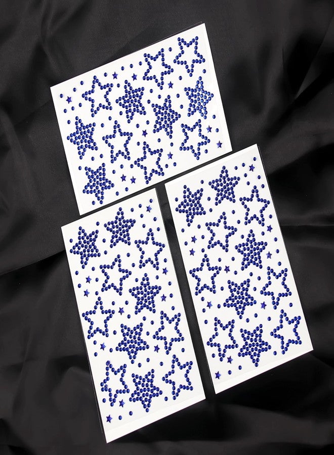 Jacnkb 3Sheets Blue Star Gem Stickers Jewels for Crafts, Face Makeup - Self Adhesive Rhinestone Jewel Stickers, Stick on Gems Rhinestones for Crafts, Craft Supplies for Kids (15.Drake Blue Star) - Image 3