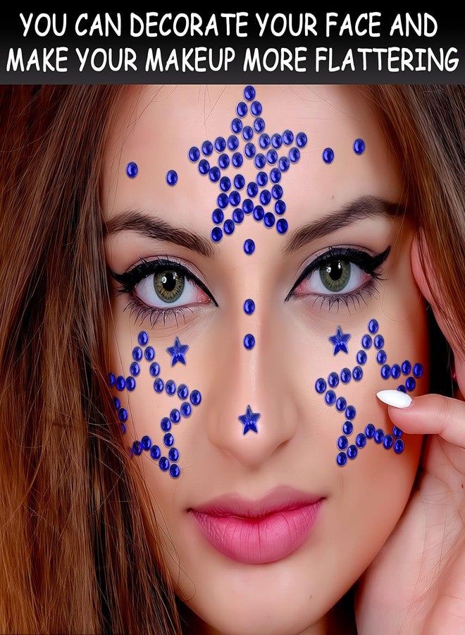 Jacnkb 3Sheets Blue Star Gem Stickers Jewels for Crafts, Face Makeup - Self Adhesive Rhinestone Jewel Stickers, Stick on Gems Rhinestones for Crafts, Craft Supplies for Kids (15.Drake Blue Star) - Image 5