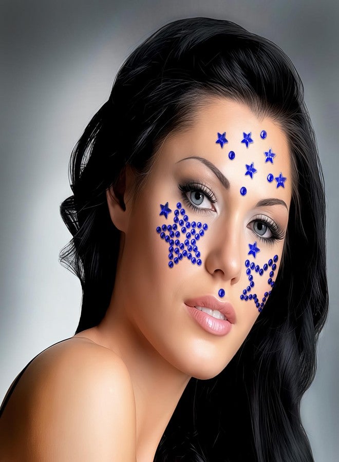 Jacnkb 3Sheets Blue Star Gem Stickers Jewels for Crafts, Face Makeup - Self Adhesive Rhinestone Jewel Stickers, Stick on Gems Rhinestones for Crafts, Craft Supplies for Kids (15.Drake Blue Star) - Image 4