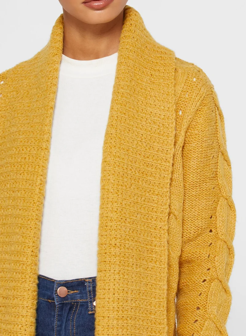 NEW LOOK Cable Knit Open Front Cardigan for Women Best Price Oman