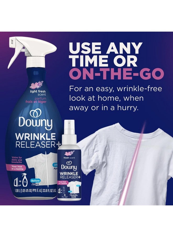 Downy Downy Wrinkle Release Spray Travel Size, All In One Formula, Removes Wrinkles, Static and Odor Eliminator, Light Fresh Scent, 3 Fl Oz, Pack of 12 - Image 4