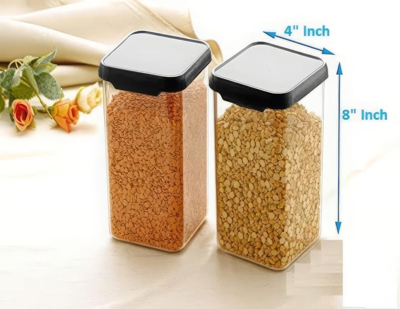 KWER مجموعة حاويات محكمة الإغلاق للتخزين للمطبخ، صندوق تخزين ومنظم، أدوات المطبخ للمنزل، تنظيم المخزن، خالية من BPA (عبوة من 8، أسود، 1500 مل، بلاستيك) - Image 4