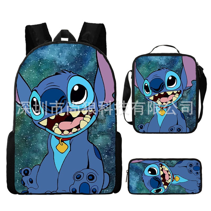Amazon New Cartoon stitch stitch Three-Piece Set Schoolbag Backpack Backpack for Primary and Secondary School Students 6 Styles 