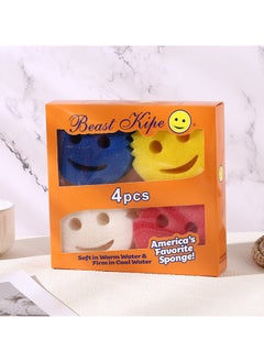 4 Pcs special sponges for washing dishes and kitchen dishes is ideal for cleaning different surfaces