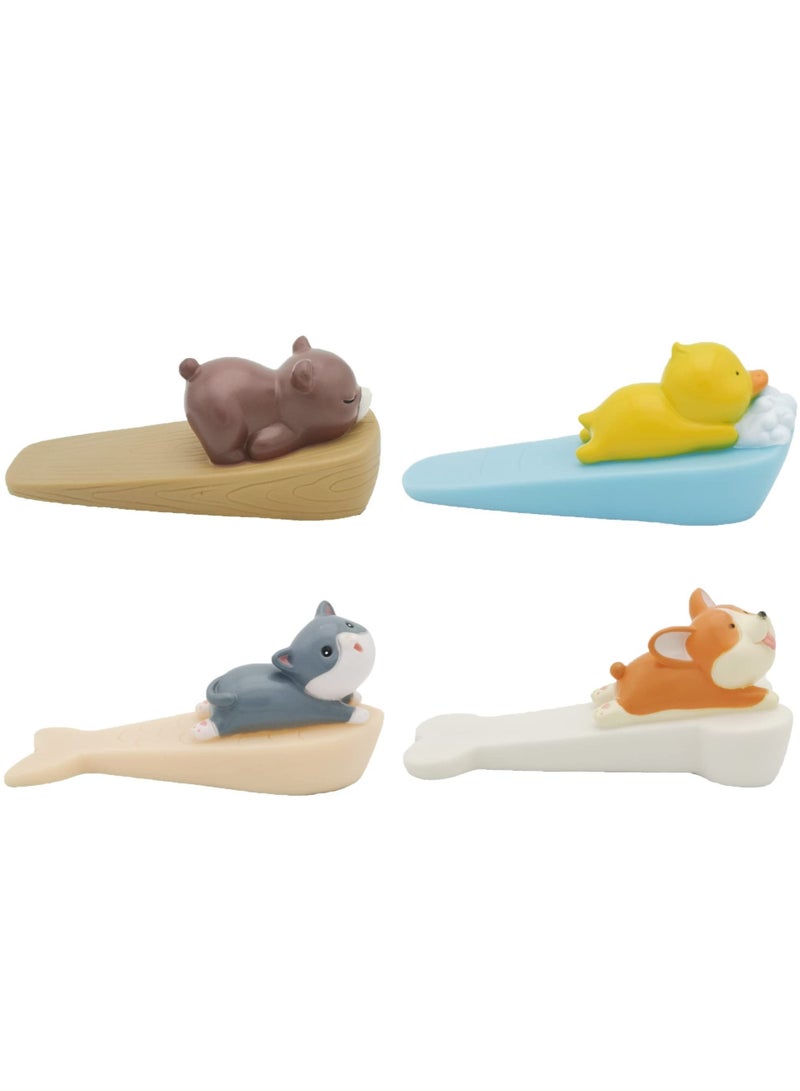 SYOSI 4 Pcs Cute Door Stopper Decorative Animal Doorstop Wedge Bear Duck Cat Dog Stop for Home and Office - Image 2