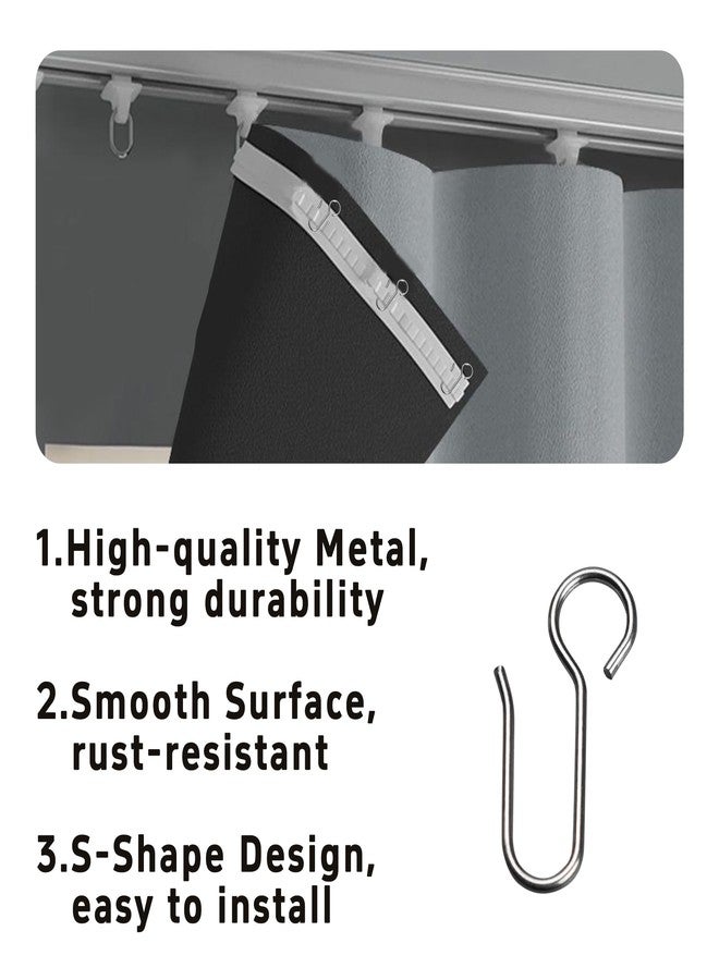 Runseaway 100Pcs Metal Curtain Track Hooks, S Shaped Small Metal Drape Wire Hooks for Ceiling Curtain Track, Pin-On Drapery Hanger Glider Hooks for Shower, RV, Room Divider - Image 3