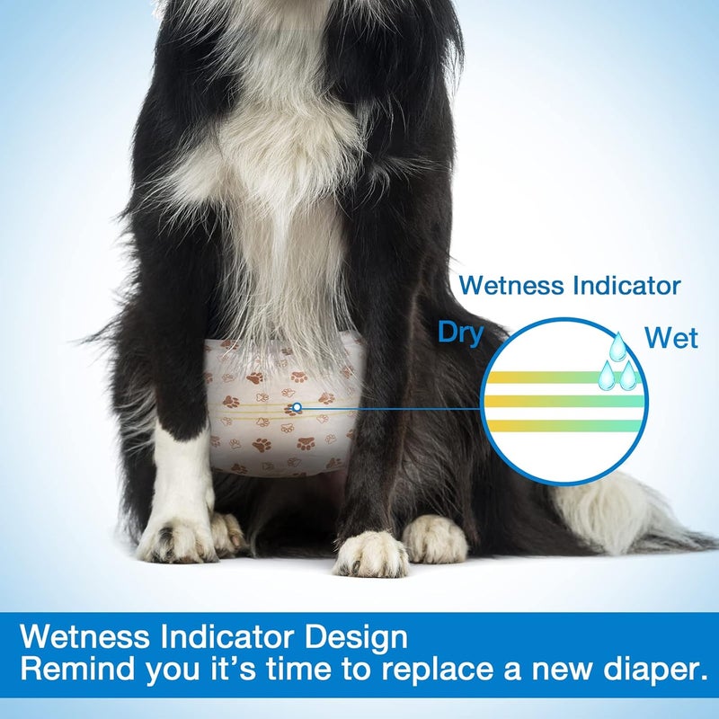 Pet Soft Dog Nappies Male- 20 Counts Disposable Male Dog Wraps, Super Absorbent Puppy Dog Diapers Incontinence Nappy Wraps with Wetness Indicator (M-20 Count) - Image 4