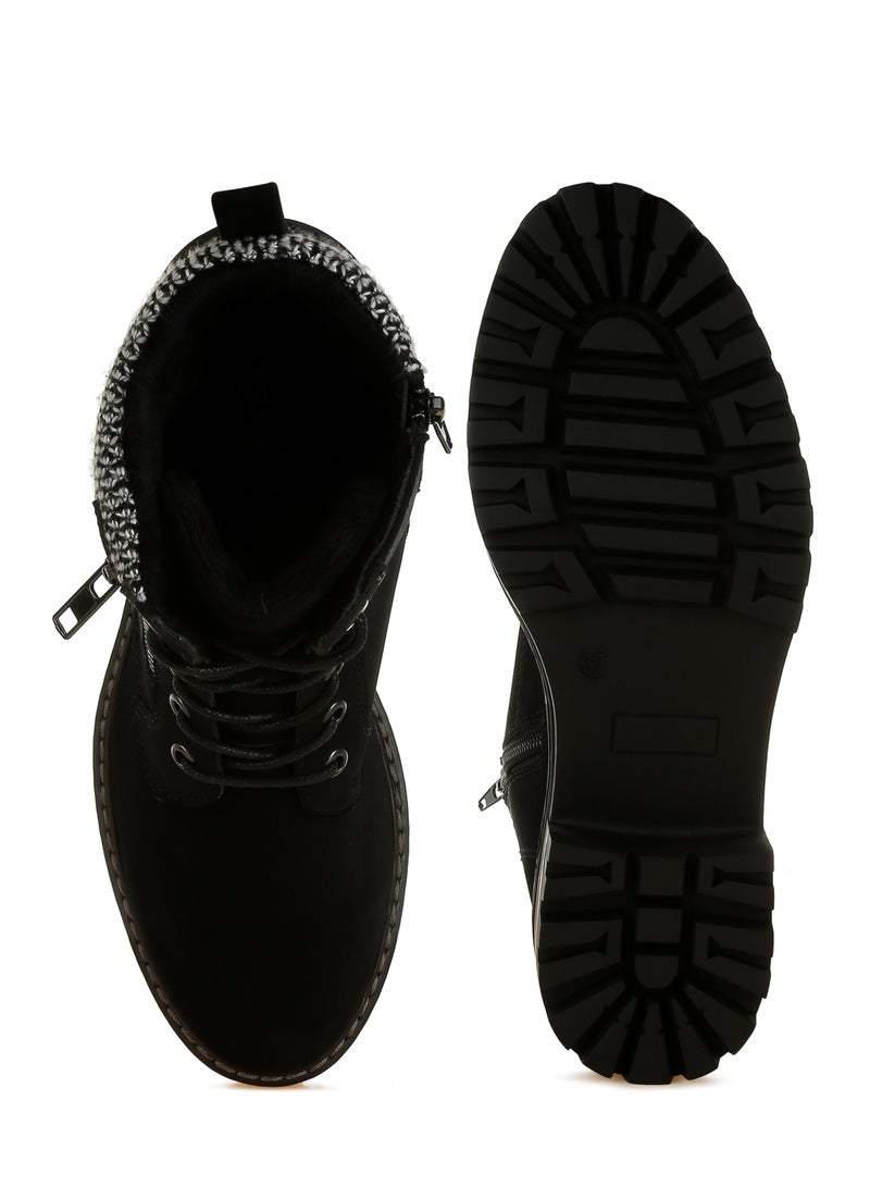 لندن راج أحذية المشي النسائية من لندن راغ ذات الياقة المحبوكة والسحاب باللون الأسود - Image 4