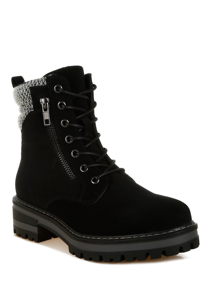 لندن راج أحذية المشي النسائية من لندن راغ ذات الياقة المحبوكة والسحاب باللون الأسود - Image 2