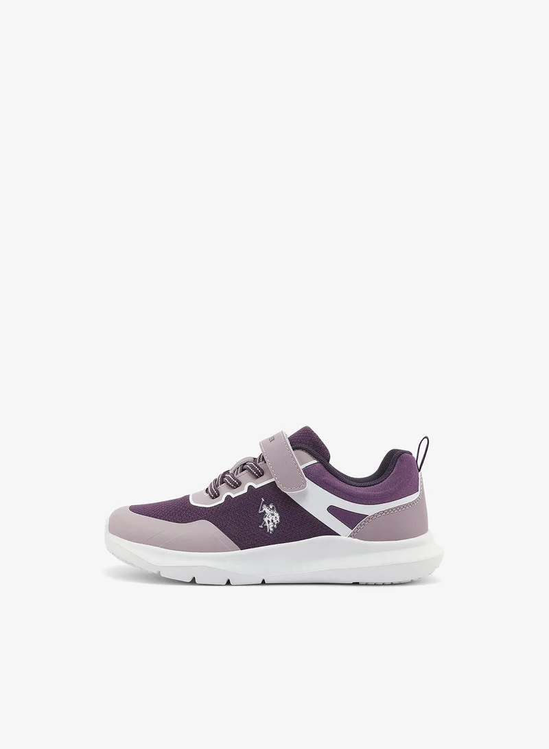 يو اس بولو اسن Kids Purple Low-Top Casual Sneakers with Velcro Strap - Sleek Everyday Style and Comfort for Effortless Wear