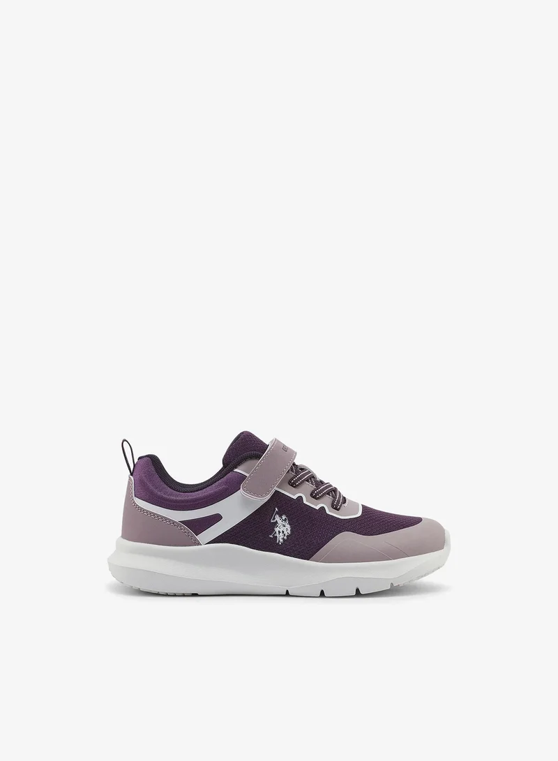 يو اس بولو اسن Kids Purple Low-Top Casual Sneakers with Velcro Strap - Sleek Everyday Style and Comfort for Effortless Wear