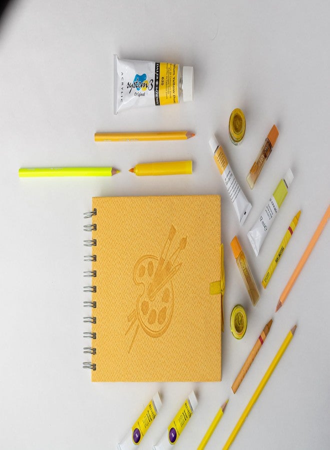 Comma Abaca - Wire-O Bound Sketchbook with Ribbon Closure - A5 Size - 50 Sheets - 160gsm Anti-Ageing, Acid Free Paper- Micro-Perforations for Easy Tear Off - Pack of 2 - (Sky Blue + Yellow) - Image 4