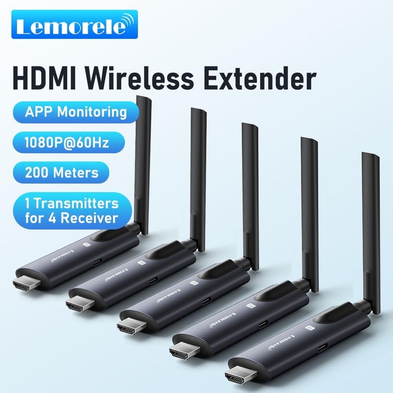 Lemorele Wireless HDMI Transmitter and 4 Receivers, Portable HDMI Wireless Extender, Plug & Play 656FT 1080P HD for Stream Video & Audio from PC/Camera/TV-Box to Monitor/Projector/HD TV/Phone/Tablet - Image 2