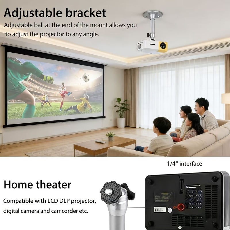 Silvery Multifunctional Aluminum Alloy Projector Mount 360 Rotating Ceiling Wall - Image 3