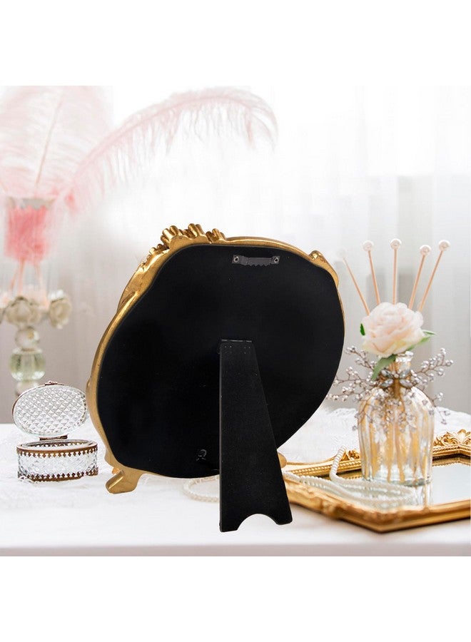 Nerien Resin Vintage Makeup Mirror Decorative Tabletop Rectangle Mirror Gold Standing Desktop Cosmetic Mirror Maid Girl Vanity Mirror Plum Floral Countertop Dressing Mirror With Stand For Home Decor - Image 5