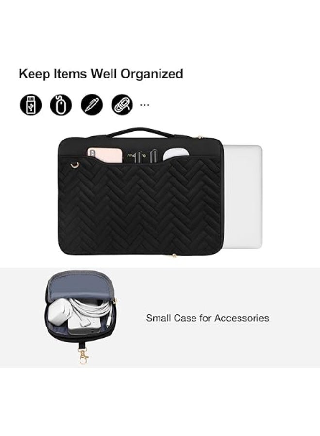 Mosiso 13–14 Inch Laptop Sleeve with 360° Protective Design, Padded Bag with Comfortable Handle, Front Pocket, Extra Small Pouch, and Carrying Strap, Compatible with MacBook Air/Pro 13, 13.6, and 14 Inch, as well as HP, Dell, and ASUS Laptops, Made of Durable Water-Resistant Materials, Perfect for Travel, Work, and Study – Laptop Sleeve – Protective Bag – Mosiso Case - Image 4