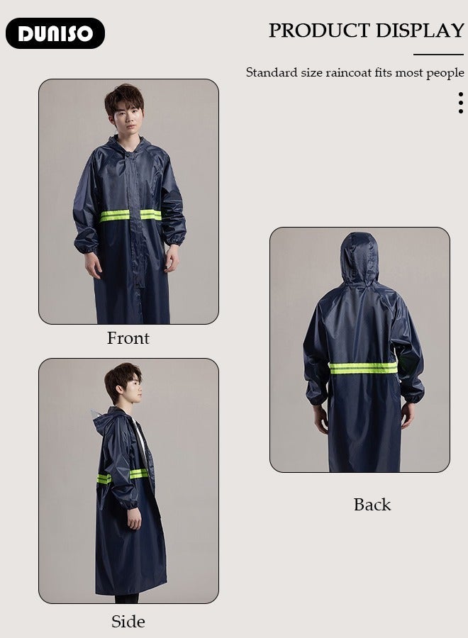 DUNISO Rain Coats for Adults, Reusable Waterproof Long Rain Jacket with Hoods, Reflective One-Piece Raincoat, Lightweight Long Waterproof Rain Ponchos Windbreaker for Hiking Safety Emergency - Image 5
