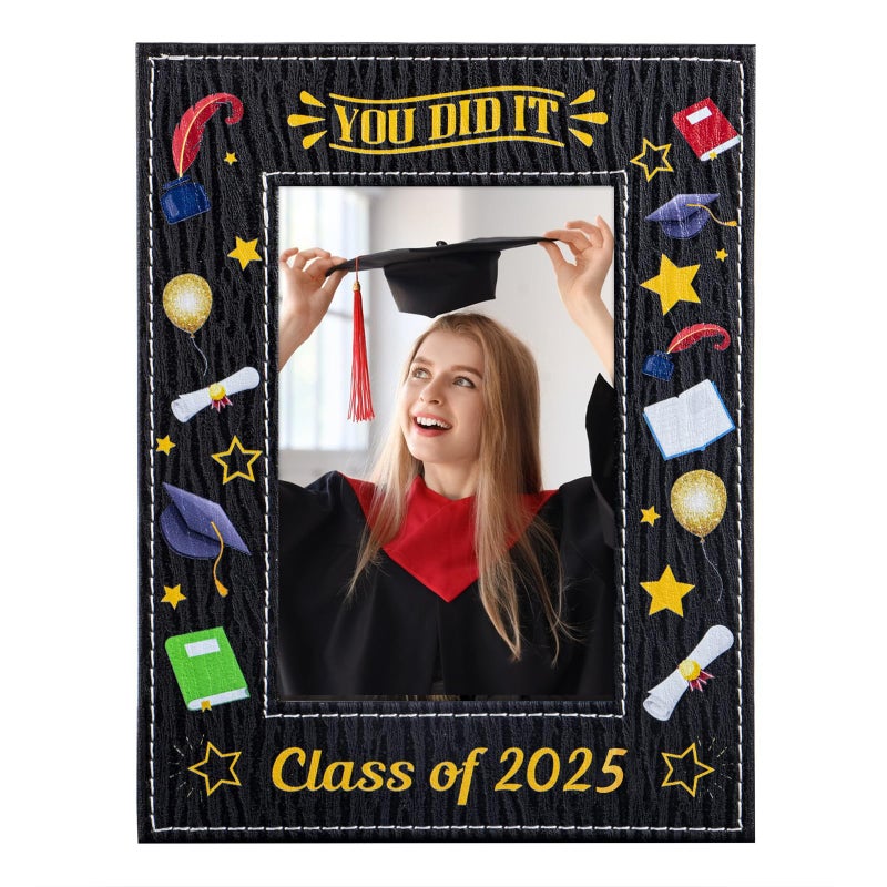PETCEE Class of 2025 Graduation Photo Frame  Graduation Picture Frame Gifts for Him Her Junior High School University College Graduation Photo Frames Decorations for Graduates Girls Boys Daughter Son