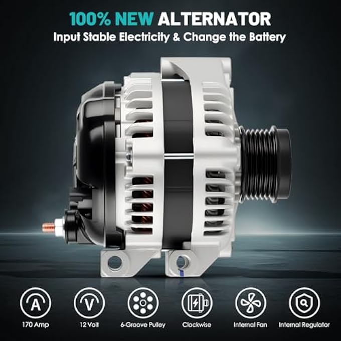 Farrme 11252 Car Alternator 12V 170 Amp, 6-Groove Pulley Fit for Chevrolet Traverse 09-17, for Acadia 07-16, for Enclave 08-17, for Saturn Outlook 07-10 V6 3.6L Automotive Replacement Alternators - Image 3