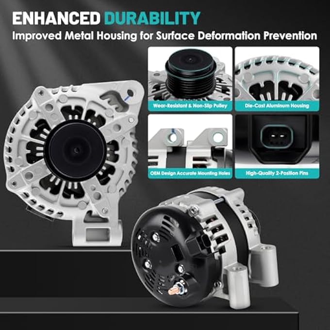 Farrme 11252 Car Alternator 12V 170 Amp, 6-Groove Pulley Fit for Chevrolet Traverse 09-17, for Acadia 07-16, for Enclave 08-17, for Saturn Outlook 07-10 V6 3.6L Automotive Replacement Alternators - Image 4