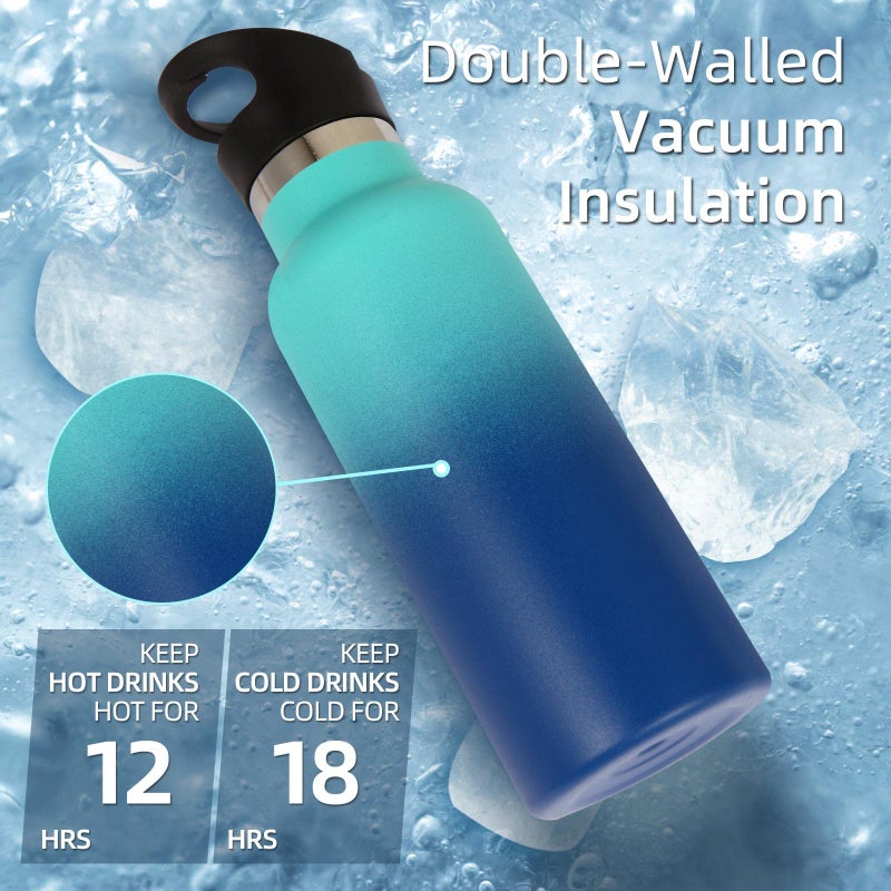 Volhoply 17oz Insulated Water Bottle Bulk 4 Pack,Stainless Steel Kids Water Bottles with Straw Lid,Reusable Metal Water Flask,Double Wall Vacuum Sports School Keep Hot & Cold (Green Blue,4 Set) - Image 4