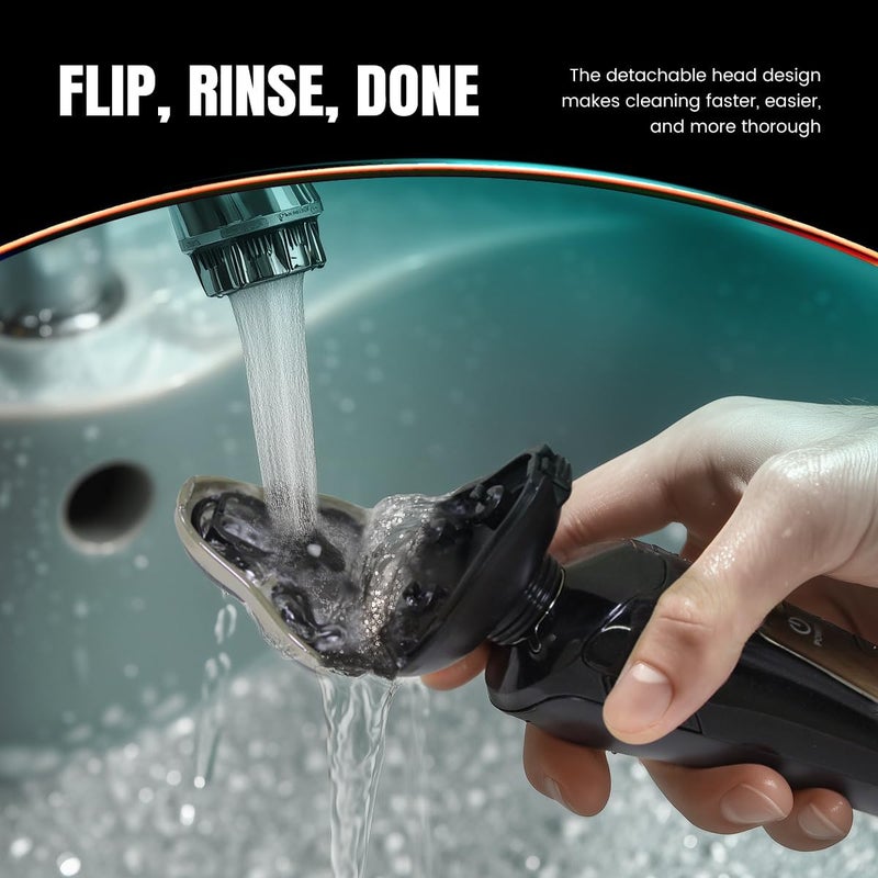 pritech Electric Razor for Men - Rechargeable Electric Shaver for Men, Rechargeable Waterproof Wet Dry Cordless Razor - Image 4