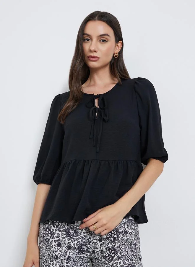 Take Two Take Two Ruffle Hem Tops and All-Over Printed Pants Set