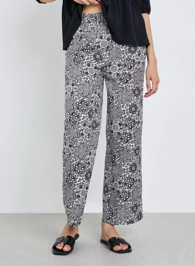 Take Two Take Two Ruffle Hem Tops and All-Over Printed Pants Set