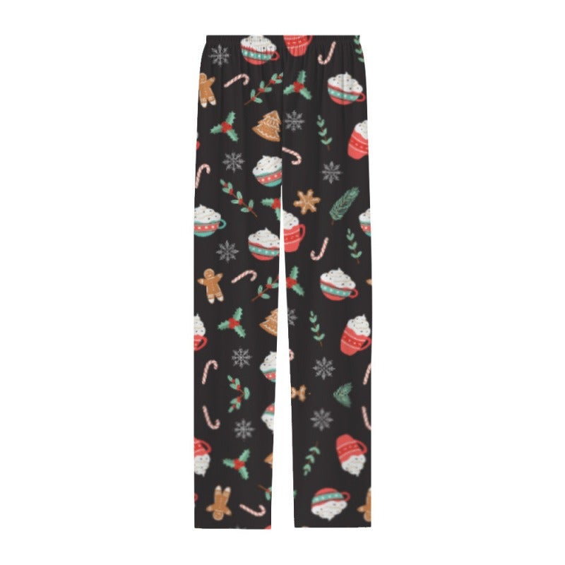 2026 European and American Style Cotton-Like 3D Printed Striped Pants - Comfortable Breathable Home Sleepwear for Christmas
