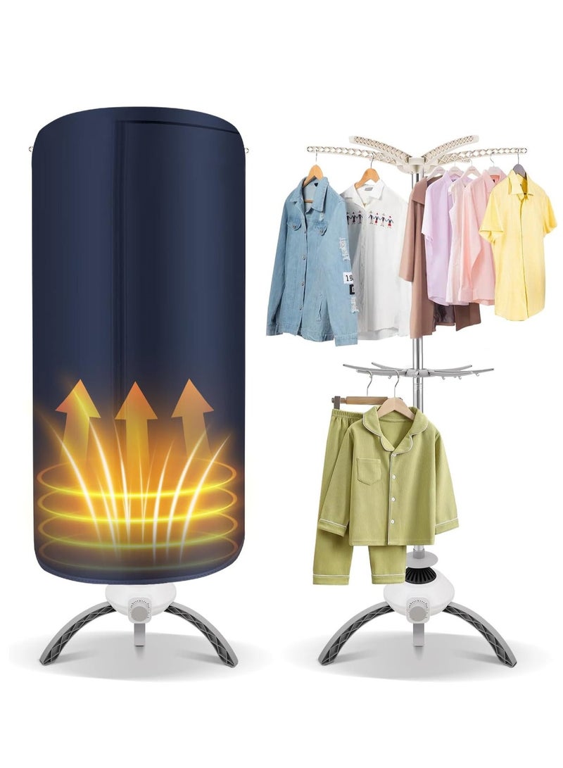 XiuWoo 2- Tier Portable Indoor Electric Clothes Dryer, 360° Stereo constant Temperature Heating, Double Coat Hange, Heated Clothes Dryer, Washing Drying Rack with Multi-gear Timing - Image 1