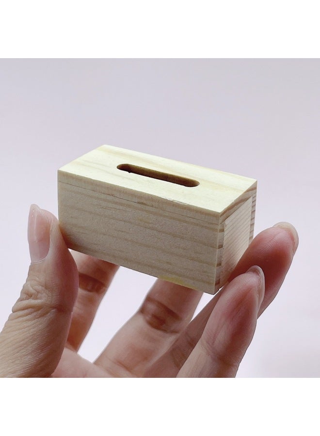 Curved Food Play House Doll House Accessories Mini 6/12 Points Wooden Tissue Paper Box Can Be Opened Without Paper-Color:Large Extraction Paper Box  - Image 1