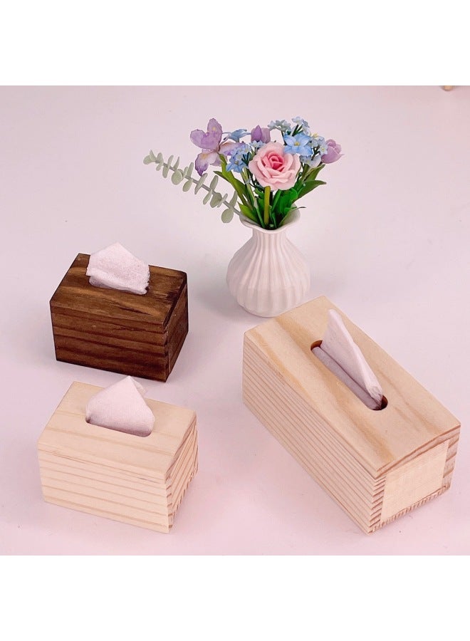Curved Food Play House Doll House Accessories Mini 6/12 Points Wooden Tissue Paper Box Can Be Opened Without Paper-Color:Large Extraction Paper Box  - Image 4