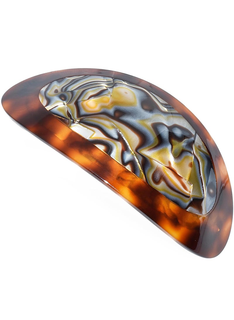 CAMILA - Camila Paris CP3644 French Hair Barrette Clip Oval Brown and Onyx, Strong Hold Grip Hair Clips for Women, No Slip Rubberized Metal Closure, Durable Styling Girls Hair Accessories, Made in France - Image 1