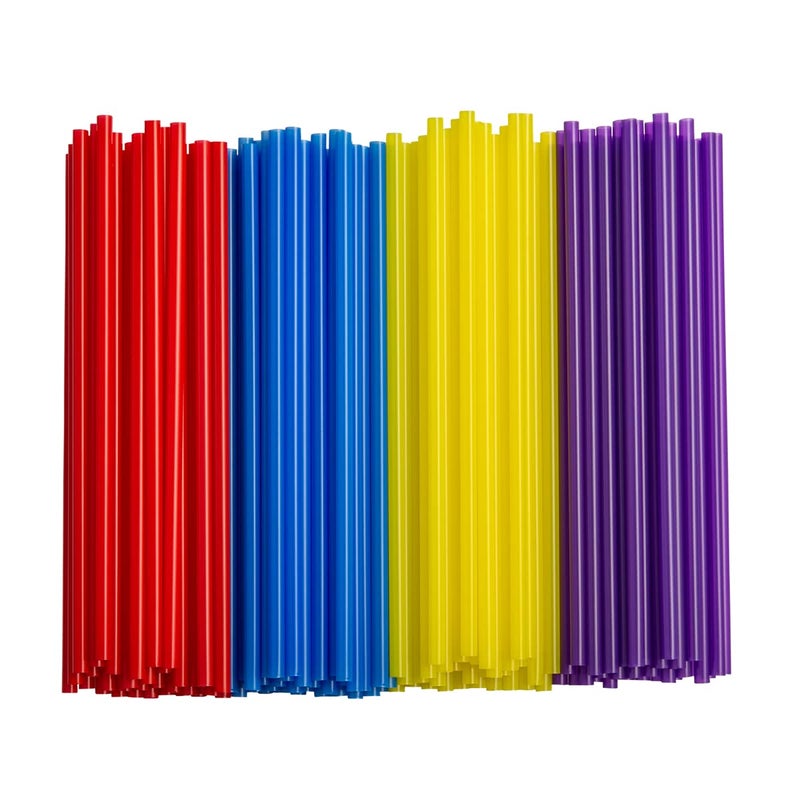 Comfy Package [250 Pack] Colored Straws  7.75"" High Disposable Plastic Drinking Straws - Assorted Colors - Image 1