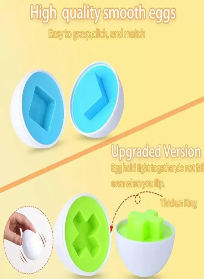 Maanit Eggs Shapes Matching Puzzle Recognition Skills of Color & Pattern, Egg Matching Game 12 Eggs with Shape and 6 Colour Matching Game Educational Toys for Kids/Children - Image 2