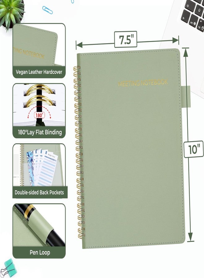 SUNEE Half Meeting Half Note - 7.5"x10" Professional Notebooks for Work - 160 Pages, B5 Size Project Planner, Spiral Meeting Agenda Organizer for Women Men, Note Taking,Office with Vegan Leather Cover - Image 3