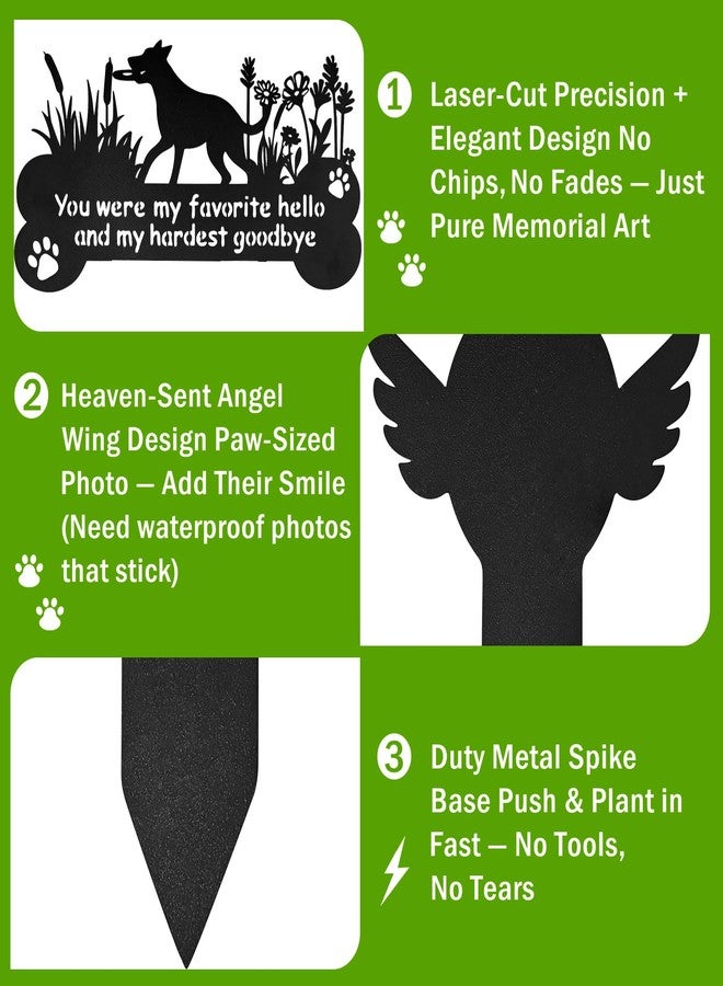 ENZUO Dog Grave Markers, 12"X 14" Metal Baked Enamel Memorial Dog Stake for Pet Headstone Decorations, Waterproof Pets Cemetery Plaque for Outdoors, Lost Sympathy Tombstone Memorial Garden Sign Gift - Image 5