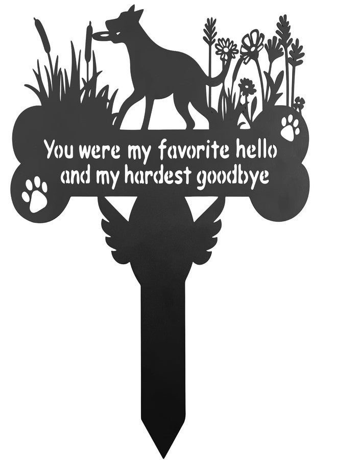 ENZUO Dog Grave Markers, 12"X 14" Metal Baked Enamel Memorial Dog Stake for Pet Headstone Decorations, Waterproof Pets Cemetery Plaque for Outdoors, Lost Sympathy Tombstone Memorial Garden Sign Gift - Image 1