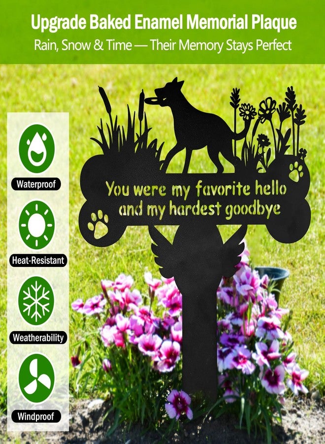 ENZUO Dog Grave Markers, 12"X 14" Metal Baked Enamel Memorial Dog Stake for Pet Headstone Decorations, Waterproof Pets Cemetery Plaque for Outdoors, Lost Sympathy Tombstone Memorial Garden Sign Gift - Image 2